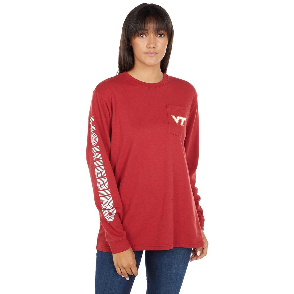 Lauren James Virginia Tech Hokies Soda Wash Long Sleeve Tee Maroon MD